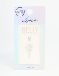 Titanium Cubic Zirconia Butterfly Drop Belly Bar - link has visual effect only