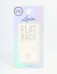 Gold Plated Titanium Cubic Zirconia Ball Flat Back Studs 3-Pack - link has visual effect only