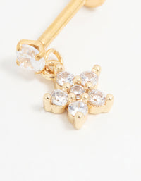 Gold Plated Titanium Cubic Zirconia Petal Flower Flat Back Stud - link has visual effect only