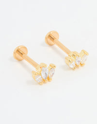 Gold Plated Titanium Cubic Zirconia Cluster Flat Back Studs 2-Pack - link has visual effect only