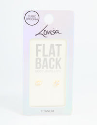 Gold Plated Titanium Cubic Zirconia Cluster Flat Back Studs 2-Pack - link has visual effect only