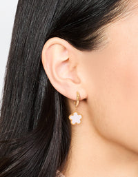 Waterproof Gold Plated Stainless Steel Flower Huggie Earrings - link has visual effect only