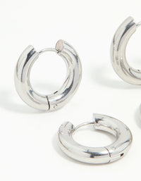 Waterproof Stainless Steel Tube Hoop Earrings 2-Pack - link has visual effect only