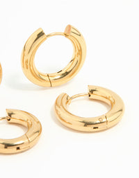 Waterproof Gold Plated Stainless Steel Tube Hoop Earrings 2 Pack - link has visual effect only