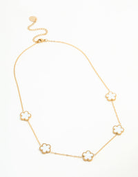 Waterproof Gold Plated Stainless Flower Charm Necklace - link has visual effect only