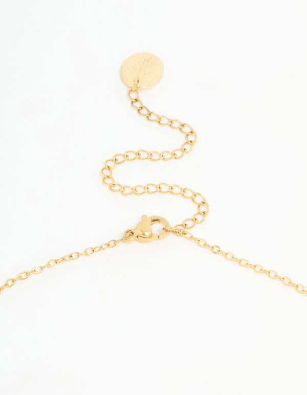 Waterproof Gold Plated Stainless Steel Diamante Flower Petal Charm Necklace