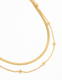 Waterproof Gold Plated Stainless Steel Ball Chain Layered Necklace - link has visual effect only