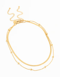 Waterproof Gold Plated Stainless Steel Ball Chain Layered Necklace - link has visual effect only