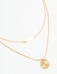 Waterproof Gold Plated Stainless Steel Bar & Coin Pendant Necklace - link has visual effect only