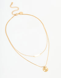 Waterproof Gold Plated Stainless Steel Bar & Coin Pendant Necklace - link has visual effect only