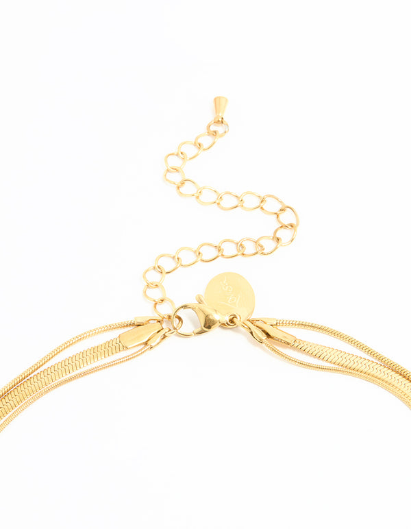 Waterproof Gold Plated Stainless Steel Chain Layered Necklace