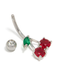 Surgical Steel Cubic Zirconia Cherry Belly Bar - link has visual effect only