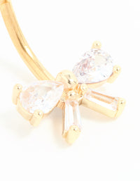 Gold Plated Surgical Steel Cubic Zirconia Bow Belly Bar - link has visual effect only
