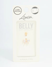 Gold Plated Surgical Steel Cubic Zirconia Bow Belly Bar - link has visual effect only