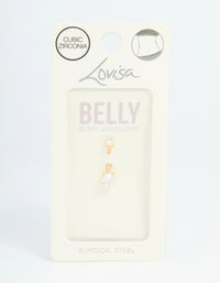 Gold Plated Surgical Steel Cubic Zirconia Mini & Medium Belly Bar - link has visual effect only