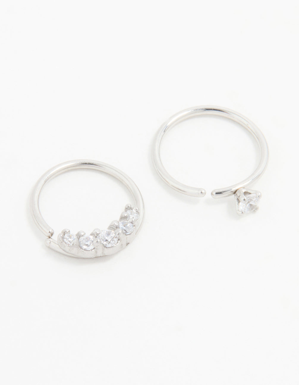 Surgical Steel Cubic Zirconia Double Hoop Nose Ring