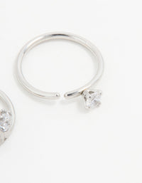 Surgical Steel Cubic Zirconia Double Hoop Nose Ring - link has visual effect only