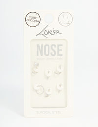 Surgical Steel Cubic Zirconia Butterfly Nose Piercings 6-Pack - link has visual effect only