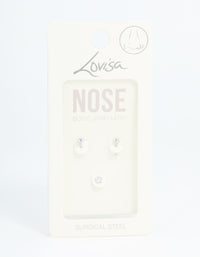 Surgical Steel Cubic Zirconia Daisy Short Nose Piercing 3-Pack - link has visual effect only