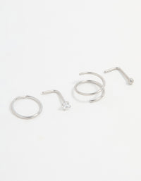 Surgical Steel Simple Mixed Nose Piercings 4-Pack - link has visual effect only