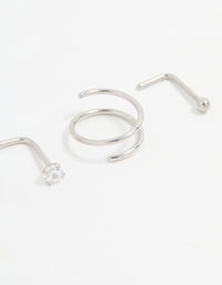 Surgical Steel Simple Mixed Nose Piercings 4-Pack - link has visual effect only