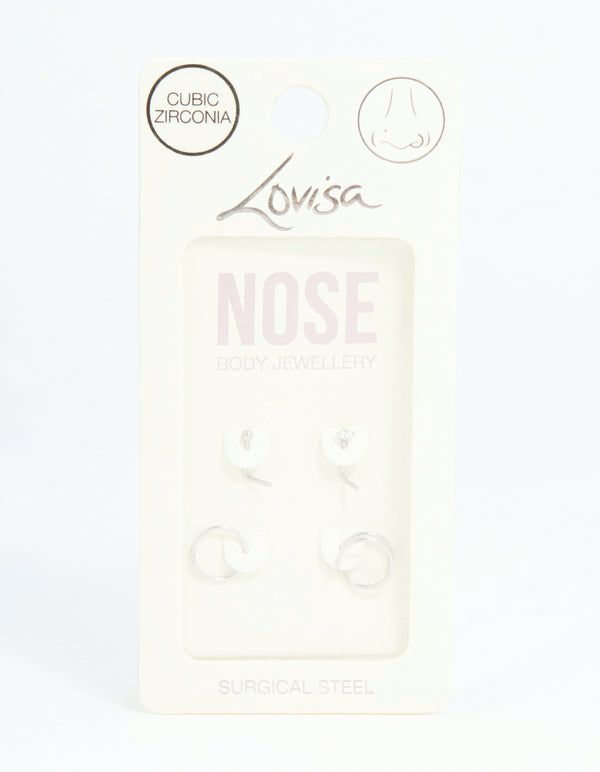 Surgical Steel Simple Mixed Nose Piercings 4-Pack