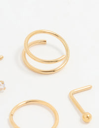 Gold Plated Surgical Steel Mixed Nose Piercing 4-Pack - link has visual effect only