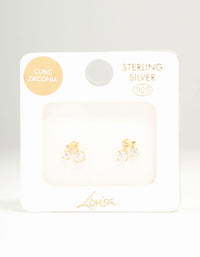 Gold Plated Sterling Silver Cubic Zirconia Cherry Stud Earrings - link has visual effect only
