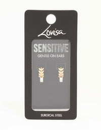Gold Plated Surgical Steel Diamante Leaf Huggie Earrings - link has visual effect only