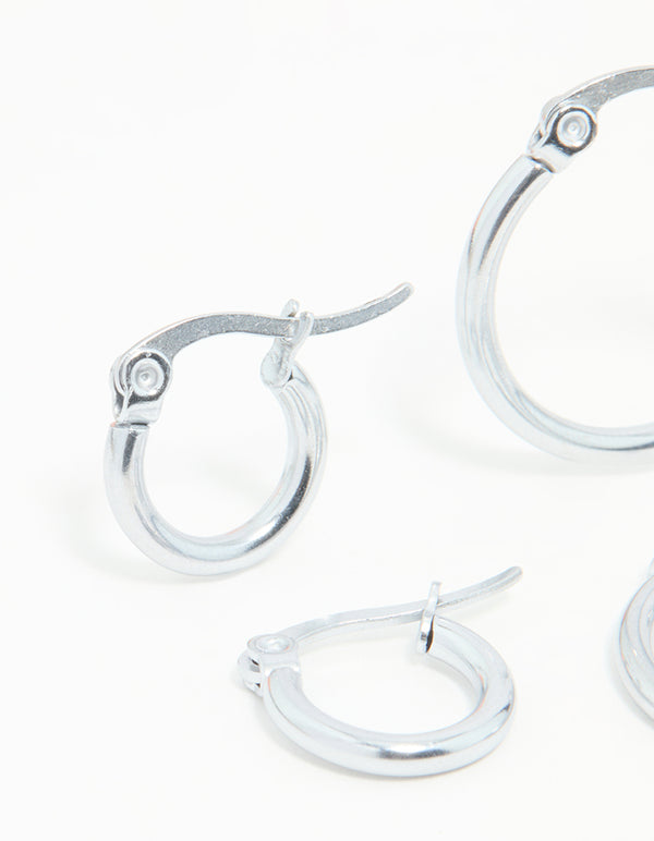 Surgical Steel Clasp Hoop Earrings 2-Pack