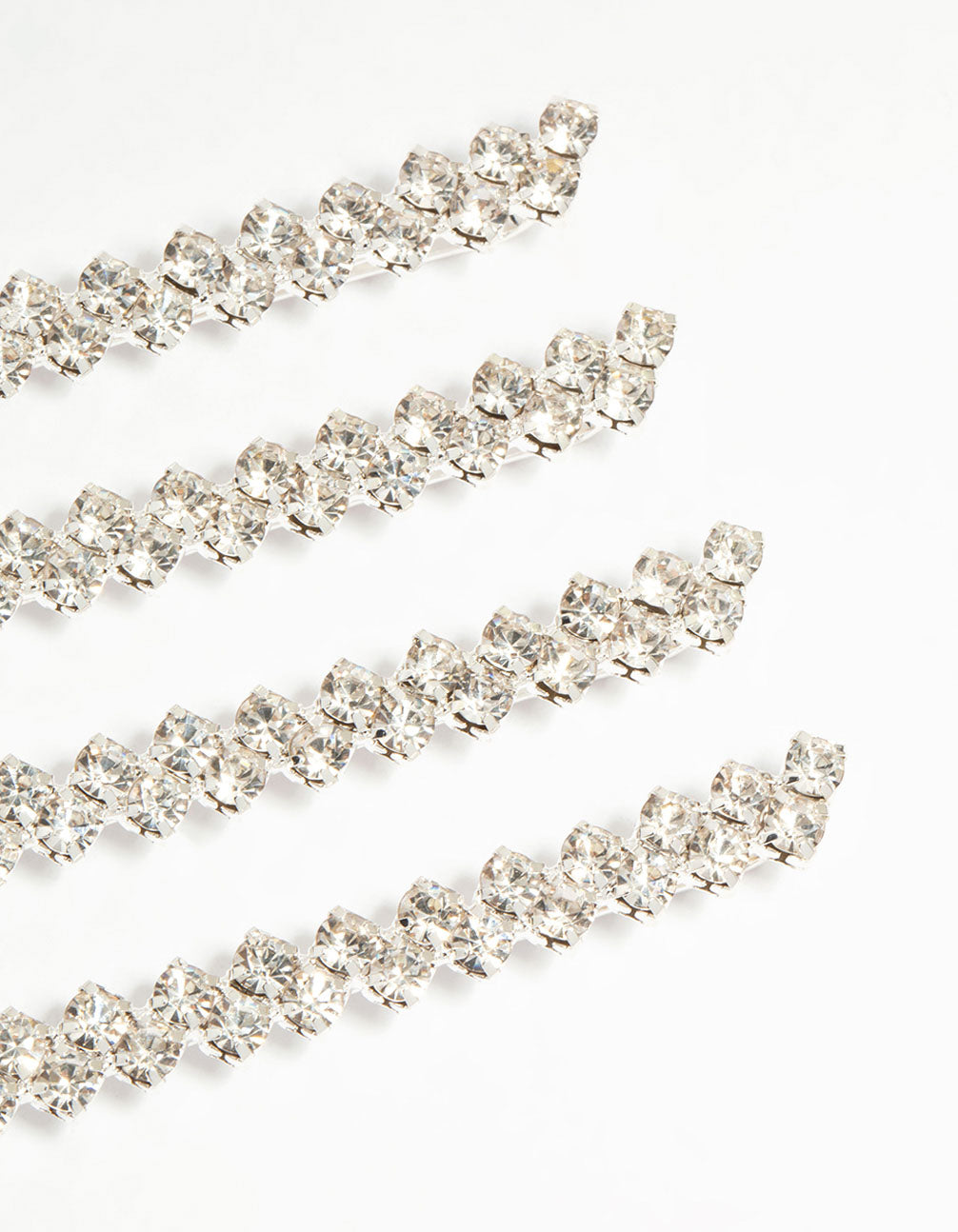 Silver Diamante Dressy Hair Slides 4-Pack