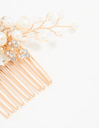 Rose Gold Diamante & Pearl Leaf Hair Comb - link has visual effect only