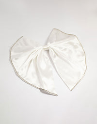 White Fabric Diamante Edge Cascading Bow Clip - link has visual effect only