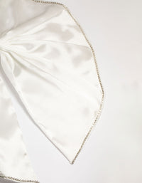 White Fabric Diamante Edge Cascading Bow Clip - link has visual effect only