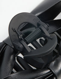 Black PU Leather Bow Claw Clip - link has visual effect only