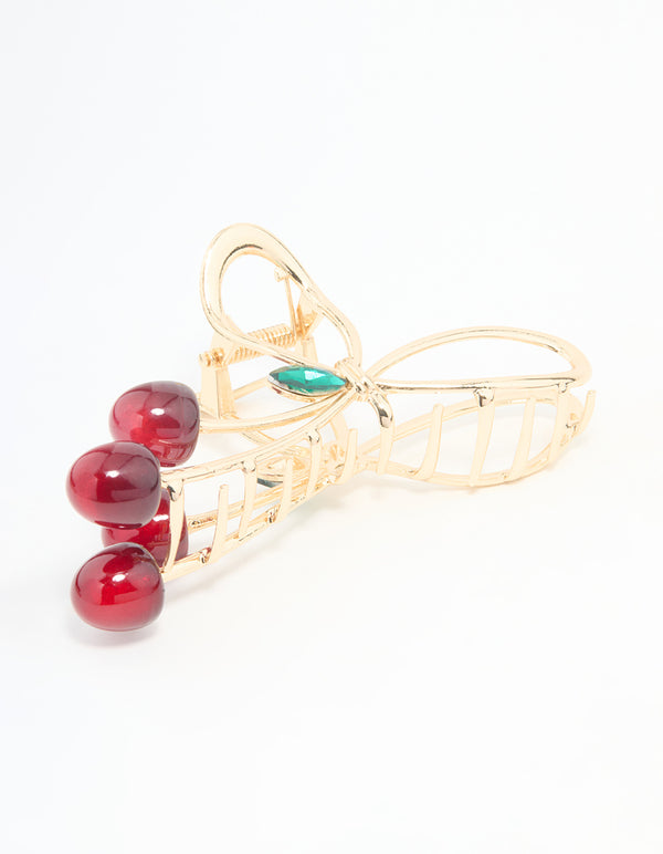 Gold Cherry Claw Clip