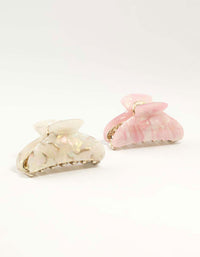 Pink & Cream Acrylic Curved Claw Clip 2-Pack - link has visual effect only