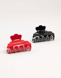 Red & Black Acrylic Scalloped Edge Claw Clips 2-Pack - link has visual effect only
