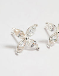 Sterling Silver Cubic Zirconia Flower Stud Earrings - link has visual effect only