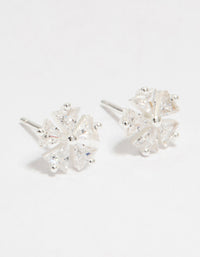 Sterling Silver Cubic Zirconia Petal Stud Earrings - link has visual effect only