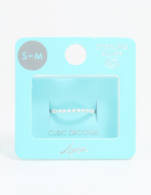 Sterling Silver Cubic Zirconia Circle Pave Ring