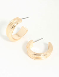 Gold Brushed Textured Hoop Earrings - link has visual effect only