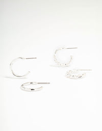 Silver Thin Twisted Hoop Earrings 2-Pack - link has visual effect only