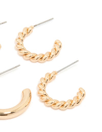 Gold Twisted & Round Hoop Earrings 2-Pack - link has visual effect only