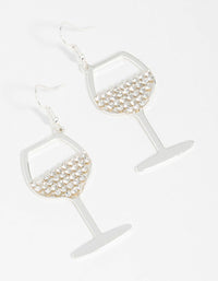 Silver Diamante Wine Glass Drop Earrings - link has visual effect only