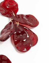 Red Acrylic Hammered Petal Drop Earrings - link has visual effect only