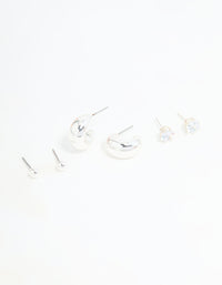 Silver Diamante Teardrop Stud & Drop Earrings Pack - link has visual effect only