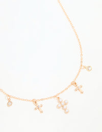 Gold Pearl Diamante Cross Charm Necklace - link has visual effect only