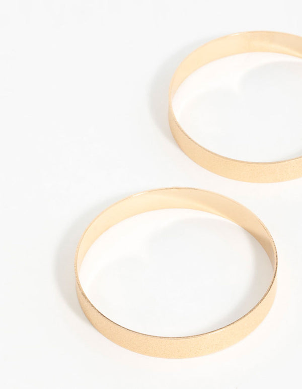 Gold Flat Textured Bangles 2-Pack