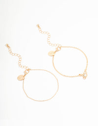 Gold Ball Planet Diamante Bracelets 2-Pack - link has visual effect only